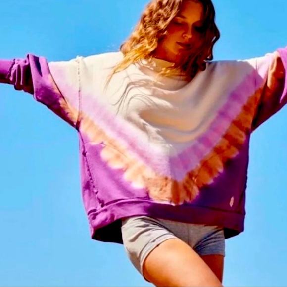 Free People FP movement Ombre Metti crew neck tie dye oversized sweatshirt XS - Picture 1 of 13